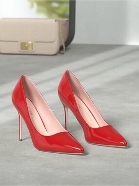 9S Red Patent Pointed-Toe Stiletto Heels - Women's High Heel Shoes